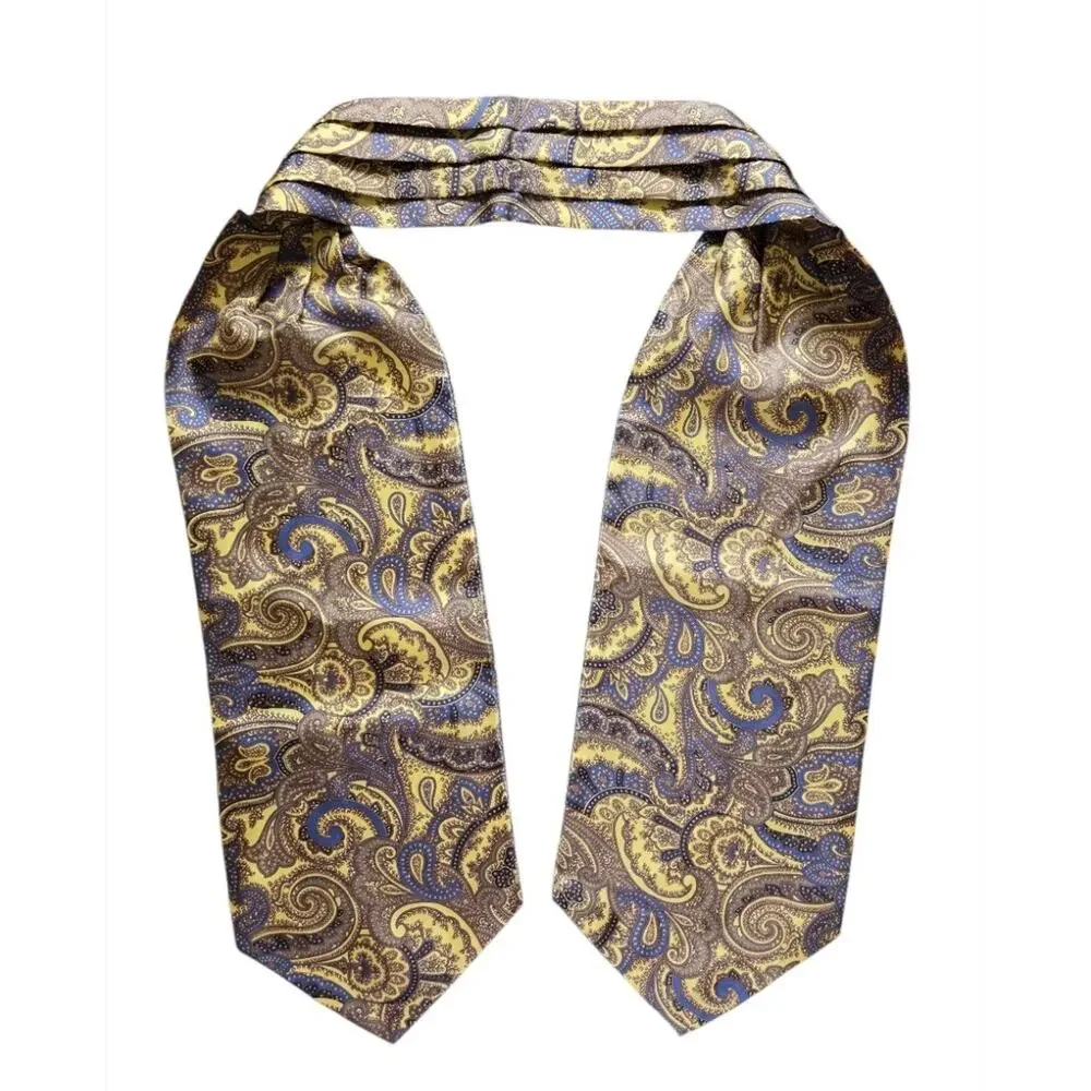 VTG Sole e Mare 100% Silk Ascot Tie Made In Italy Paisley Cravat Formal